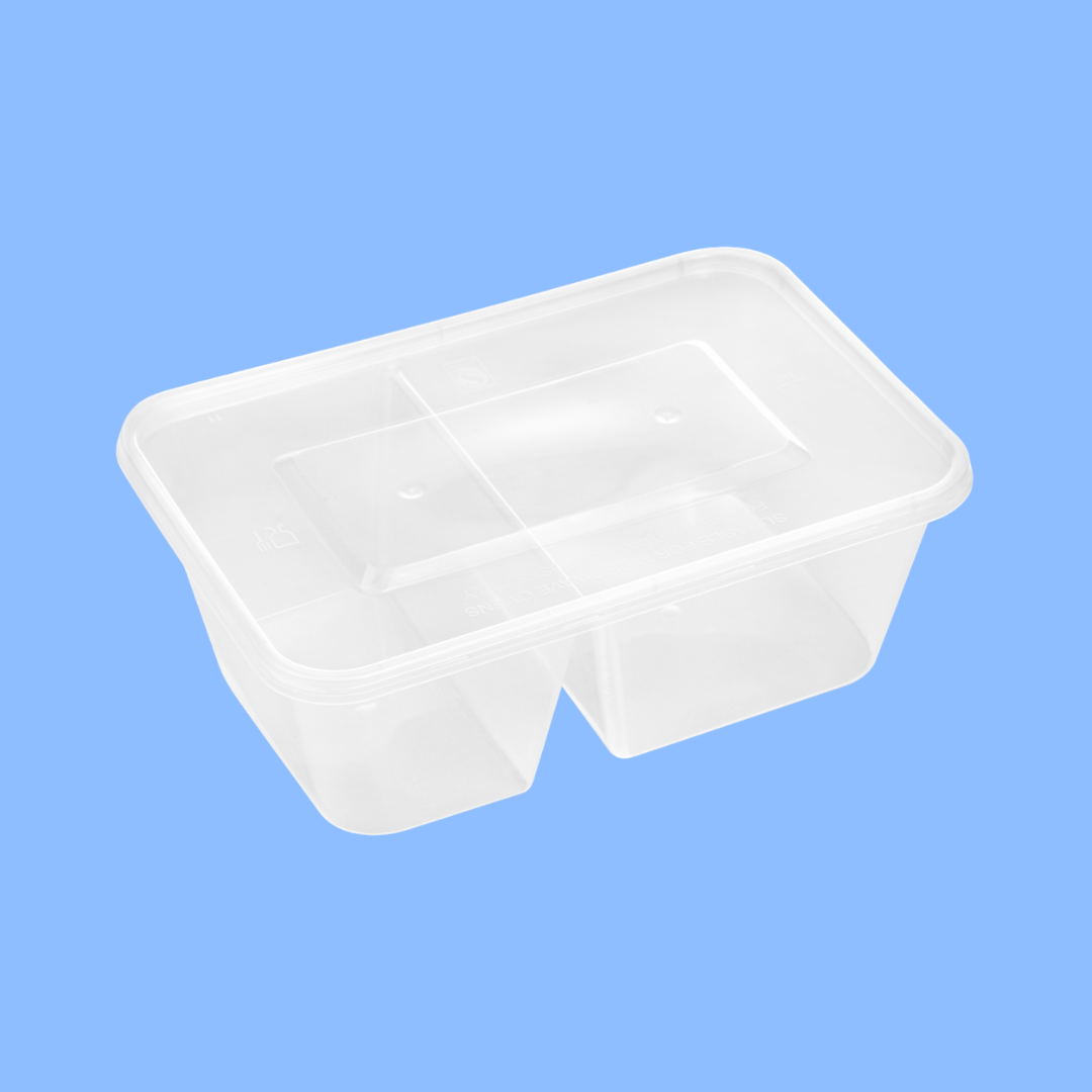 กล่องอาหารพลาสติก 2ช่อง 750 ML